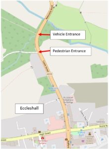 Map of entrance routes to Eccleshall Castle Coronation picnic
